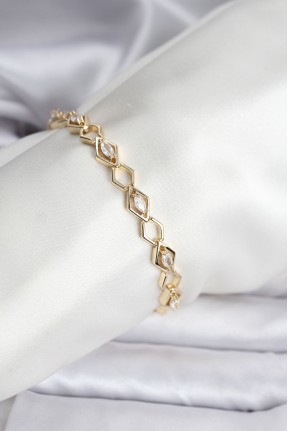 14k Gold Renk Kaplama Baklava Dilim Model Kadın Bileklik 14k Gold Renk Kaplama Baklava Dilim Model Kadın Bileklik