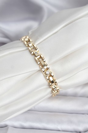 14k Gold Renk Kaplama Zirkon Taşlı Cm Kadın Bileklik 14k Gold Renk Kaplama Zirkon Taşlı Cm Kadın Bileklik