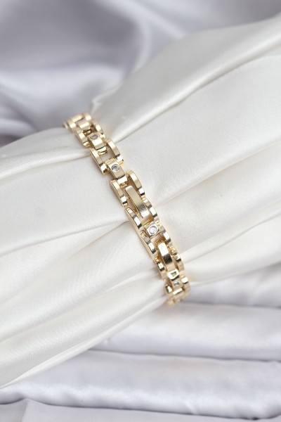 14k Gold Renk Kaplama Zirkon Taşlı Cm Kadın Bileklik 14k Gold Renk Kaplama Zirkon Taşlı Cm Kadın Bileklik