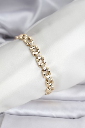 14k Gold Renk Kaplama Zirkon Taşlı Cm Kadın Bileklik 14k Gold Renk Kaplama Zirkon Taşlı Cm Kadın Bileklik