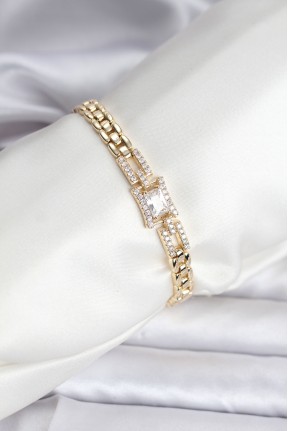 14k Gold Renk Kaplama Zirkon Kare Taşlı Cm Kadın Bileklik 14k Gold Renk Kaplama Zirkon Kare Taşlı Cm Kadın Bileklik