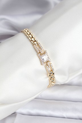 14k Gold Renk Kaplama Zirkon Kare Taşlı Cm Kadın Bileklik 14k Gold Renk Kaplama Zirkon Kare Taşlı Cm Kadın Bileklik