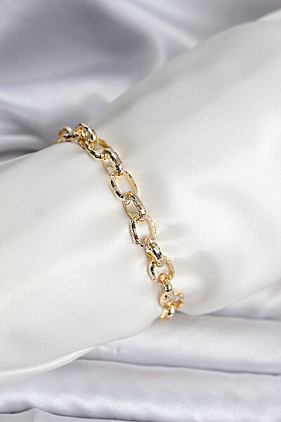 14k Gold Renk Kaplama Lazerli Zincir Model Cm Kadın Bileklik 14k Gold Renk Kaplama Lazerli Zincir Model Cm Kadın Bileklik