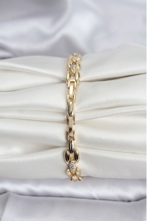 14k Gold Renk Kaplama Zirkon Taşlı Model Cm Kadın Bileklik 14k Gold Renk Kaplama Zirkon Taşlı Model Cm Kadın Bileklik