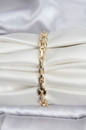 14k Gold Renk Kaplama Zirkon Taşlı Model Cm Kadın Bileklik 14k Gold Renk Kaplama Zirkon Taşlı Model Cm Kadın Bileklik
