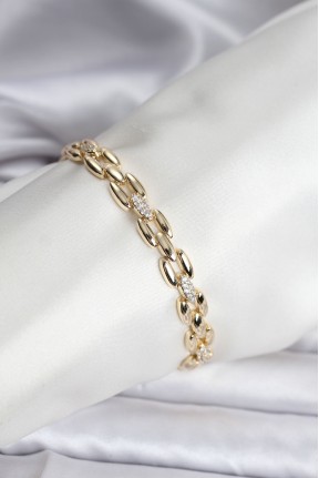 14k Gold Renk Kaplama Zirkon Taşlı Model Cm Kadın Bileklik 14k Gold Renk Kaplama Zirkon Taşlı Model Cm Kadın Bileklik