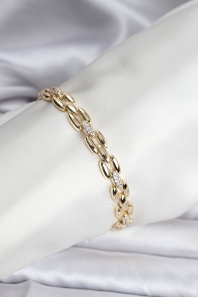 14k Gold Renk Kaplama Zirkon Taşlı Model Cm Kadın Bileklik 14k Gold Renk Kaplama Zirkon Taşlı Model Cm Kadın Bileklik