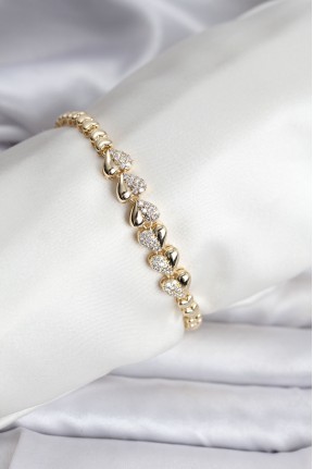 14k Gold Renk Kaplama Kalp Model Cm Kadın Bileklik 14k Gold Renk Kaplama Kalp Model Cm Kadın Bileklik