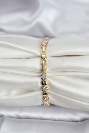 14k Gold Renk Kaplama Zirkon Taşlı Cm Kadın Bileklik 14k Gold Renk Kaplama Zirkon Taşlı Cm Kadın Bileklik