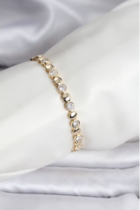 14k Gold Renk Kaplama Zirkon Taşlı Cm Kadın Bileklik 14k Gold Renk Kaplama Zirkon Taşlı Cm Kadın Bileklik