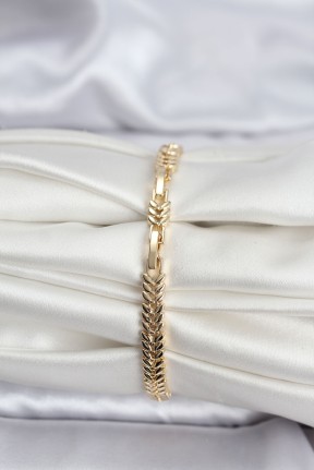 14k Gold Renk Kaplama Başak Model Zirkon Taşlı Cm Kadın Bileklik 14k Gold Renk Kaplama Başak Model Zirkon Taşlı Cm Kadın Bileklik