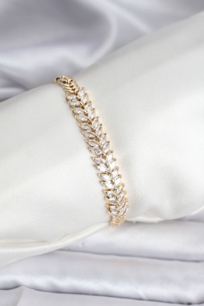 14k Gold Renk Kaplama Başak Model Zirkon Taşlı Cm Kadın Bileklik 14k Gold Renk Kaplama Başak Model Zirkon Taşlı Cm Kadın Bileklik