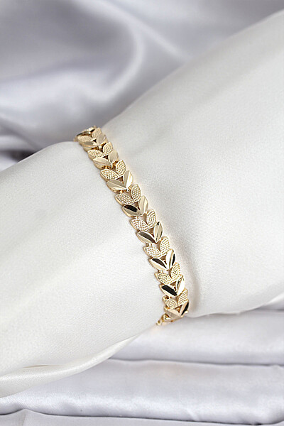 14k Gold Renk Kaplama Başak Model Cm Kadın Bileklik 14k Gold Renk Kaplama Başak Model Cm Kadın Bileklik