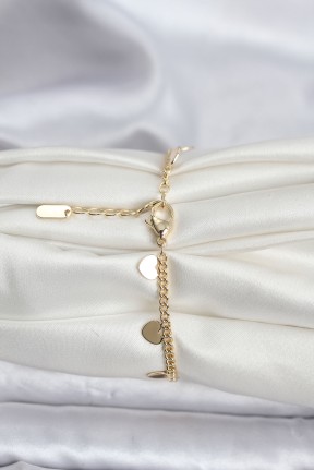 14k Gold Renk Kaplama Kalpli Model Cm Kadın Bileklik 14k Gold Renk Kaplama Kalpli Model Cm Kadın Bileklik