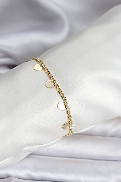 14k Gold Renk Kaplama Kalpli Model Cm Kadın Bileklik 14k Gold Renk Kaplama Kalpli Model Cm Kadın Bileklik