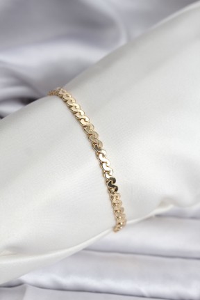 14k Gold Renk Kaplama Ezme Yılan Zincir Model Cm Kadın Bileklik 14k Gold Renk Kaplama Ezme Yılan Zincir Model Cm Kadın Bileklik