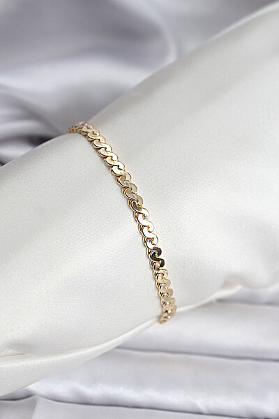 14k Gold Renk Kaplama Ezme Yılan Zincir Model Cm Kadın Bileklik 14k Gold Renk Kaplama Ezme Yılan Zincir Model Cm Kadın Bileklik