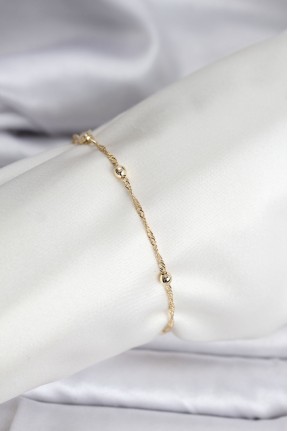 14k Gold Renk Kaplama Topçuklu Model Cm Kadın Bileklik 14k Gold Renk Kaplama Topçuklu Model Cm Kadın Bileklik