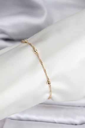 14k Gold Renk Kaplama Topçuklu Model Cm Kadın Bileklik 14k Gold Renk Kaplama Topçuklu Model Cm Kadın Bileklik