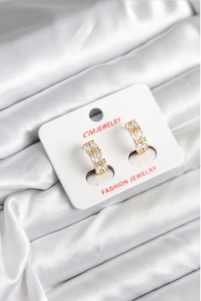 14k Gold Renk Kaplama Zirkon Taşlı Cm Kadın Küpe 14k Gold Renk Kaplama Zirkon Taşlı Cm Kadın Küpe