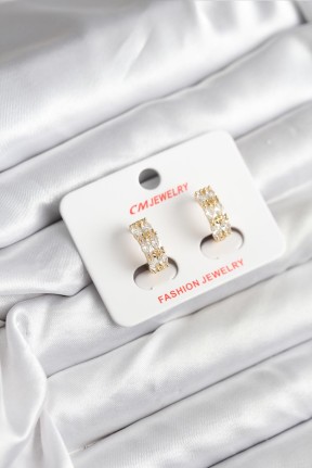 14k Gold Renk Kaplama Zirkon Taşlı Cm Kadın Küpe 14k Gold Renk Kaplama Zirkon Taşlı Cm Kadın Küpe