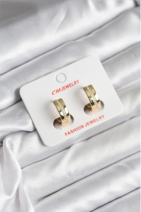 14k Gold Renk Kaplama Zirkon Taşlı Halka Model Cm Kadın Küpe 14k Gold Renk Kaplama Zirkon Taşlı Halka Model Cm Kadın Küpe