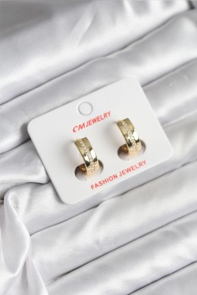 14k Gold Renk Kaplama Zirkon Taşlı Halka Model Cm Kadın Küpe 14k Gold Renk Kaplama Zirkon Taşlı Halka Model Cm Kadın Küpe