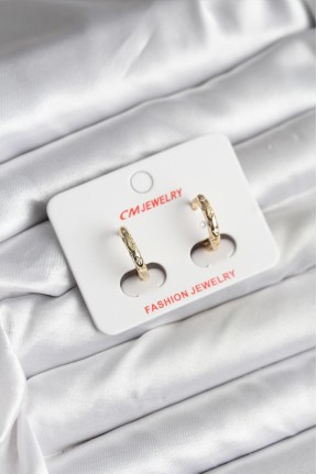 14k Gold Renk Kaplama Zirkon Taşlı Halka Model Cm Kadın Küpe 14k Gold Renk Kaplama Zirkon Taşlı Halka Model Cm Kadın Küpe