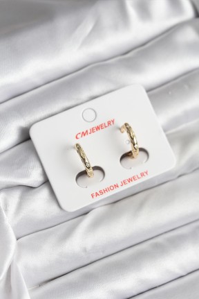 14k Gold Renk Kaplama Zirkon Taşlı Halka Model Cm Kadın Küpe 14k Gold Renk Kaplama Zirkon Taşlı Halka Model Cm Kadın Küpe