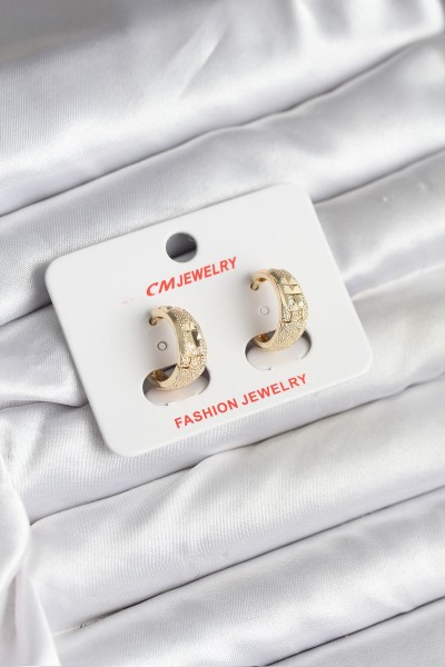 14k Gold Renk Kaplama Lazer Halka Cm Kadın Küpe 14k Gold Renk Kaplama Lazer Halka Cm Kadın Küpe