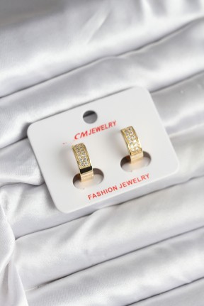 14k Gold Renk Kaplama Zirkon Taşlı Halka Cm Kadın Küpe 14k Gold Renk Kaplama Zirkon Taşlı Halka Cm Kadın Küpe