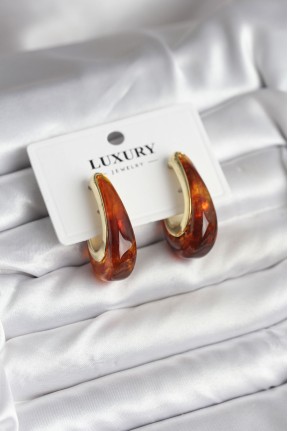 Pirinç Gold Renk Kahverengi Vintage Kadın Küpe