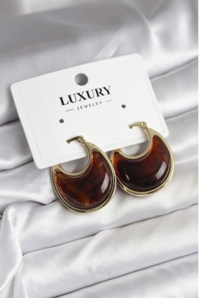 Pirinç Gold Kahverengi Renk Vintage Kadın Küpe