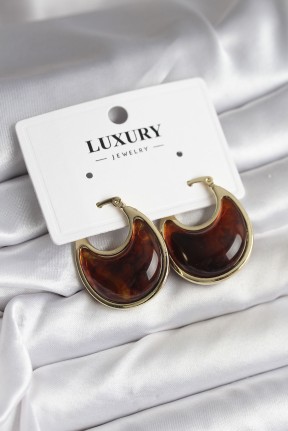 Pirinç Gold Kahverengi Renk Vintage Kadın Küpe