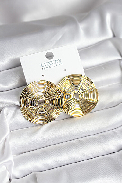 Pirinç Gold Renk Circle Model Kadın Küpe