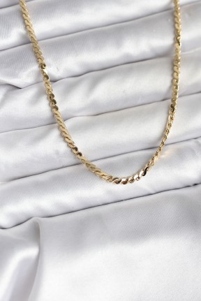 14k Gold Renk Kaplama Ezme Yılan Zincir Model Cm Kadın Kolye 14k Gold Renk Kaplama Ezme Yılan Zincir Model Cm Kadın Kolye