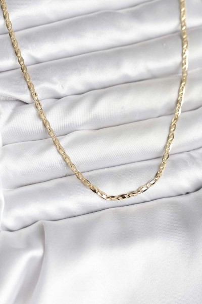 14k Gold Renk Kaplama Ezme Zincir Model Cm Kadın Kolye 14k Gold Renk Kaplama Ezme Zincir Model Cm Kadın Kolye