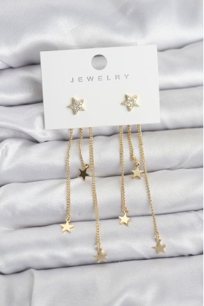 Yıldız Model Gold Renk Pirinç Sallantılı Kadın Küpe Yıldız Model Gold Renk Pirinç Sallantılı Kadın Küpe