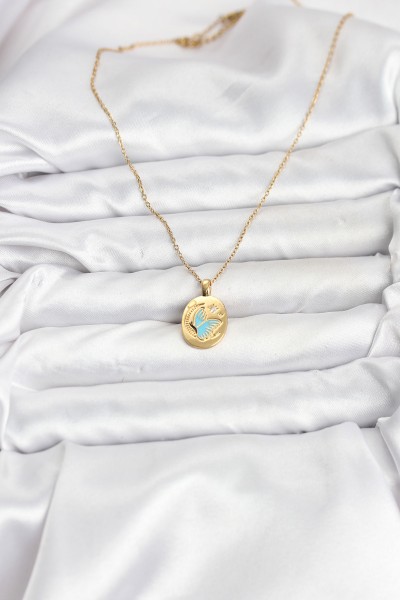 316l çelik Zincir Gold Renk Kelebek Figür Kadın Kolye 316l çelik Zincir Gold Renk Kelebek Figür Kadın Kolye