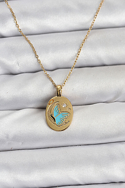 316l çelik Zincir Gold Renk Kelebek Figür Kadın Kolye 316l çelik Zincir Gold Renk Kelebek Figür Kadın Kolye