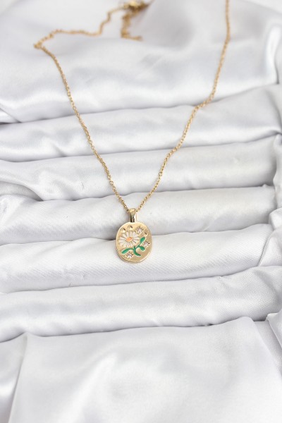 316l çelik Zincir Papatya Figürlü Kadın Kolye 316l çelik Zincir Papatya Figürlü Kadın Kolye