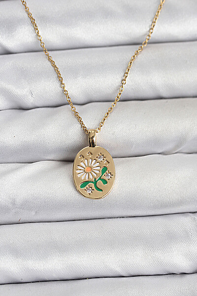 316l çelik Zincir Papatya Figürlü Kadın Kolye 316l çelik Zincir Papatya Figürlü Kadın Kolye