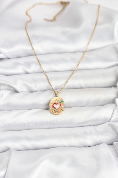 316l çelik Zincir Gold Renk Kalp Figürlü Kadın Kolye 316l çelik Zincir Gold Renk Kalp Figürlü Kadın Kolye