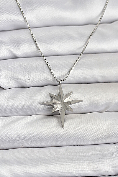 316l çelik Zincir Gümüş Renk Kutup Yıldızı Model 60 Cm Zincir Kadın Kolye 316l çelik Zincir Gümüş Renk Kutup Yıldızı Model 60 Cm Zincir Kadın Kolye