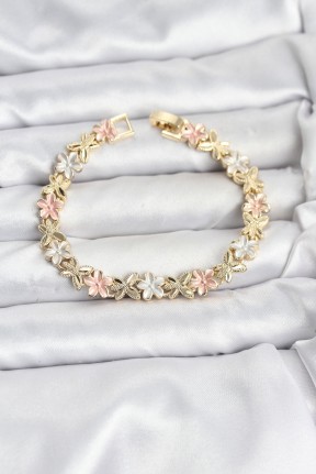 Lotus Model Pirinç Gold Ve Pembe Renk Kadın Bileklik Lotus Model Pirinç Gold Ve Pembe Renk Kadın Bileklik