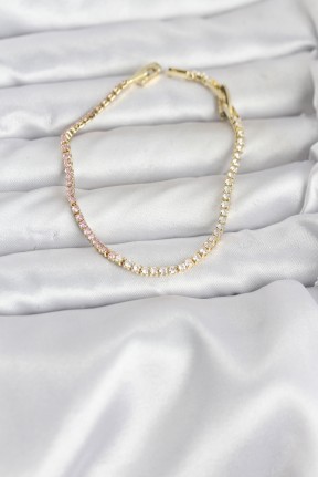 Pembe Ve Beyaz Zirkon Taşlı Gold Renk Su Yolu Kadın Bileklik Pembe Ve Beyaz Zirkon Taşlı Gold Renk Su Yolu Kadın Bileklik