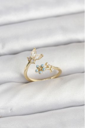 Pirinç Gold Renk Kelebek Model Kadın Yüzük Pirinç Gold Renk Kelebek Model Kadın Yüzük