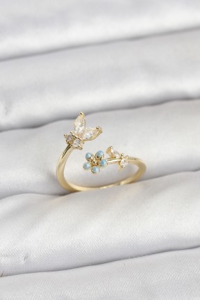 Pirinç Gold Renk Kelebek Model Kadın Yüzük Pirinç Gold Renk Kelebek Model Kadın Yüzük