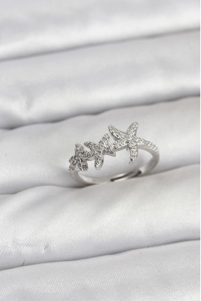 Pirinç Yıldız Model Gümüş Renk Kadın Yüzük Pirinç Yıldız Model Gümüş Renk Kadın Yüzük