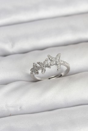 Pirinç Yıldız Model Gümüş Renk Kadın Yüzük Pirinç Yıldız Model Gümüş Renk Kadın Yüzük